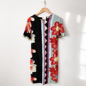 Etro Floral Eyelet Short Sleeve Shift Dress Sz 6